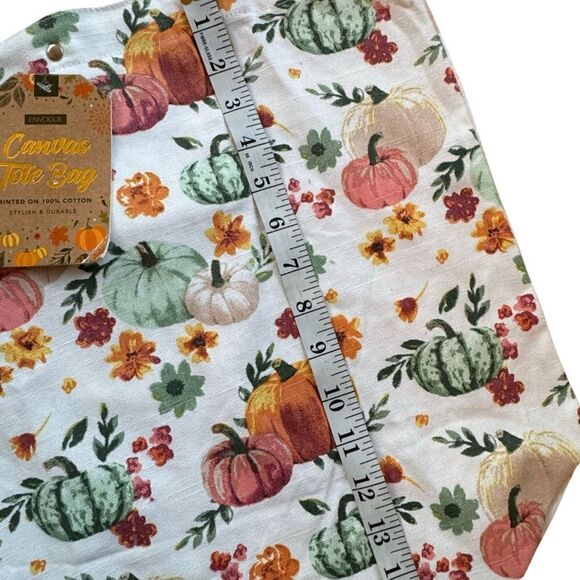 Envouge 100% Printed Canvas Fall Pumpkin Harvest Tote Bag NWT - Picture 5 of 9
